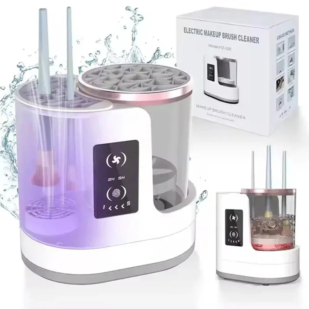 3-i-1 elektrisk sminkborstrengörare & torkare | Automatisk USB-rengöringsmaskin
